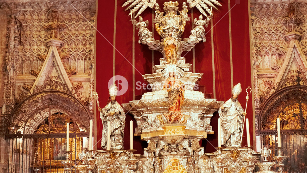 SEVILLE, Spain, circa 2023 - Seville Cathedral, Seville, Andalusia, Spain, a breathtaking Gothic masterpiece, the worlds largest cathedral, showcasing stunning art and history