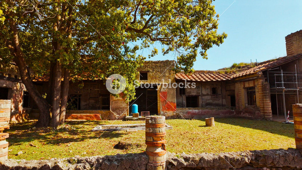 House of Mosaic Atrium (Casa dell'Atrio a Mosaico), Herculaneum, Ercolano, Naples, Campania, Italy, an ancient Roman city buried by Vesuvius in 79 AD