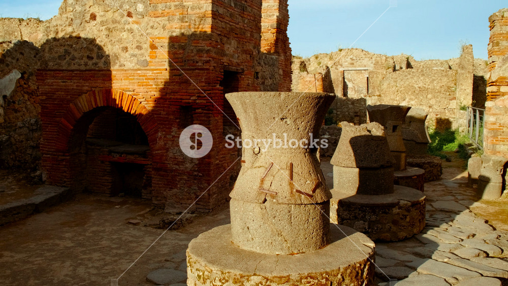 Bakery (Pistrinum) of Popidius Priscus, Pompeii, Naples, Campania, Italy, an ancient Roman city buried by Vesuvius in 79 AD