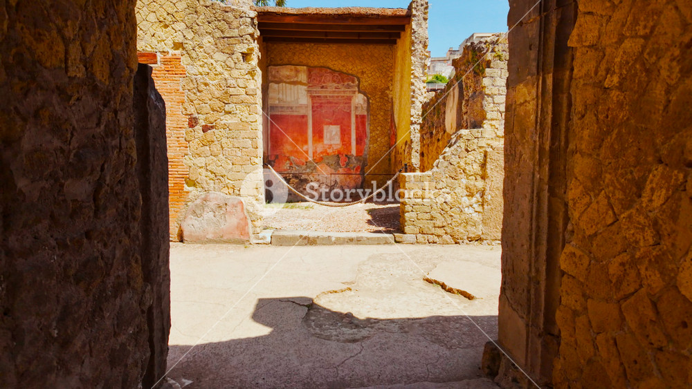 House of Large Portal (Casa del Gran Portale), Herculaneum, Ercolano, Naples, Campania, Italy, an ancient Roman city buried by Vesuvius in 79 AD