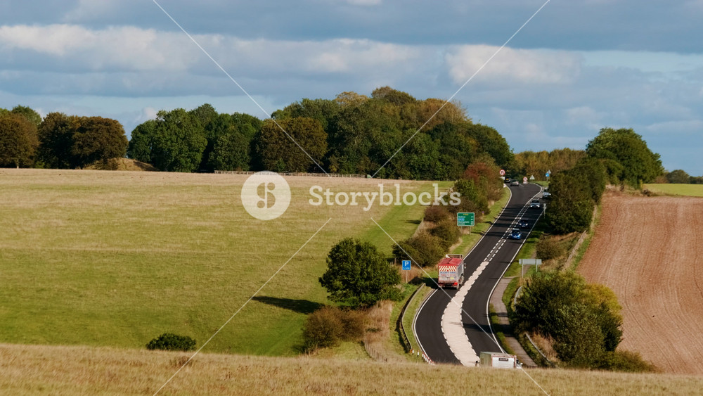 WILTSHIRE, circa 2019 - Telephoto view of the amazing Wiltshire countryside in England, UK close to Salisbury and Stonehenge