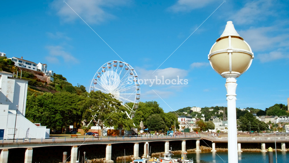 EXETER, United Kingdom, 19 July 2022 - Establishing view of the picturesque seaside resort of Torquay, in Devon, England, United Kingdom, one of the most popular summer destinations