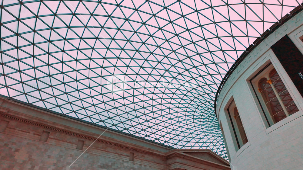 LONDON, United Kingdom, 14 October 2025 - The Great Court of the British Museum, London, England, UK, with glass roof, sweeping stairs and a bright central court