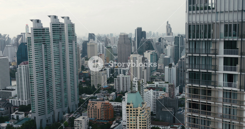 Big city shot. Static view video of thriving metropolis landscape. Urban scene apturing the grandeur of towering in a bustling metropolis.