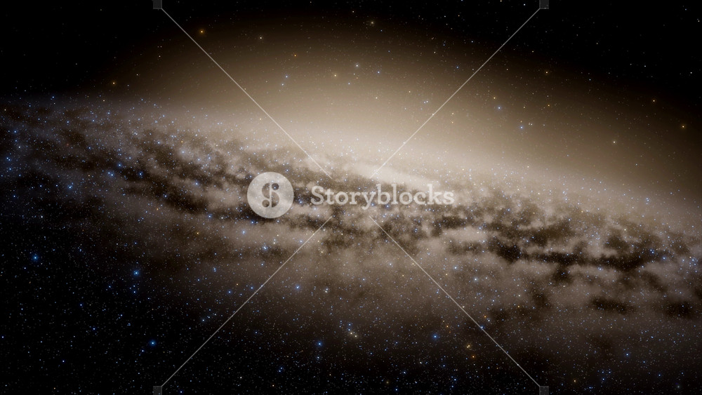 4k animation. Spaceship flies at the speed of light through a galaxy in space. Billions of stars in the Milky Way galaxy. Beautiful clusters of stars