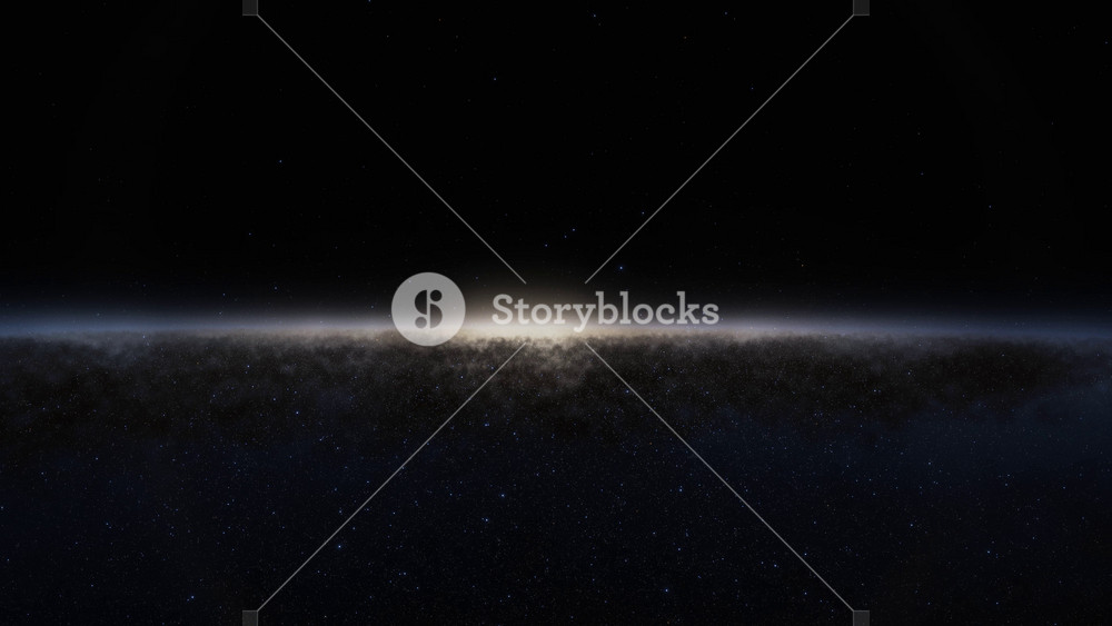 Spaceship flies at the speed of light through a galaxy in space. Billions of stars in the Milky Way or Andromeda galaxy. Highly detailed 4k cinematic animation of space