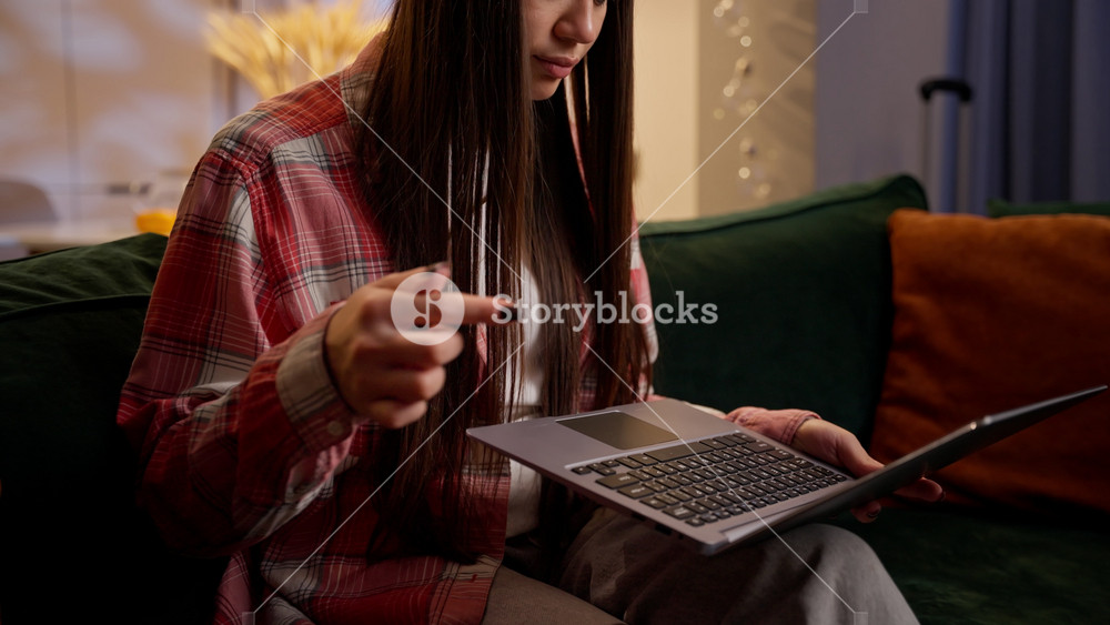 Upset woman stressed girl holding computer breakdown problem Caucasian female teen student businesswoman worried laptop device crash