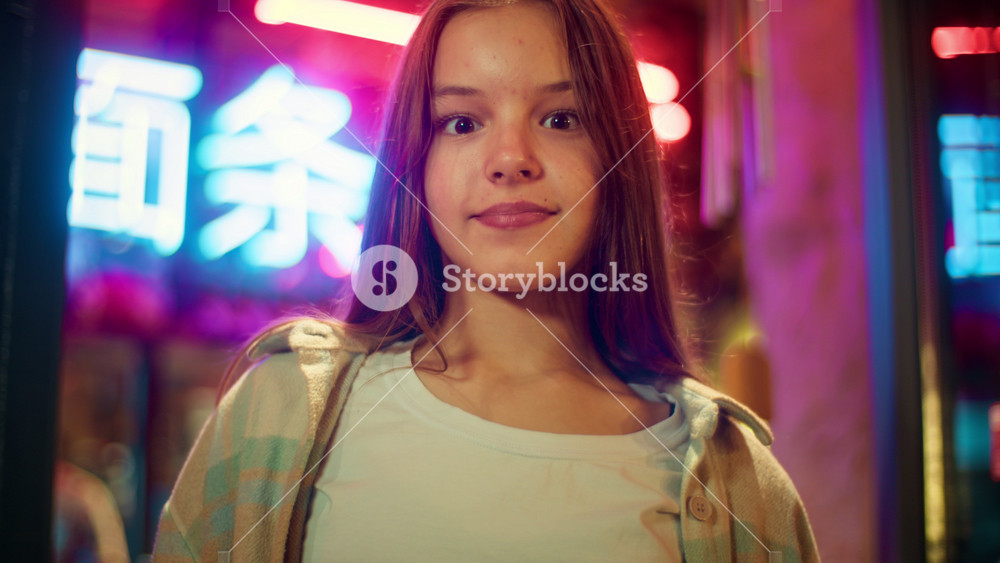 Surprised Asian Caucasian teen shocked child teenager girl daughter kid show mind blow gesture head explosion wow shocking news in city