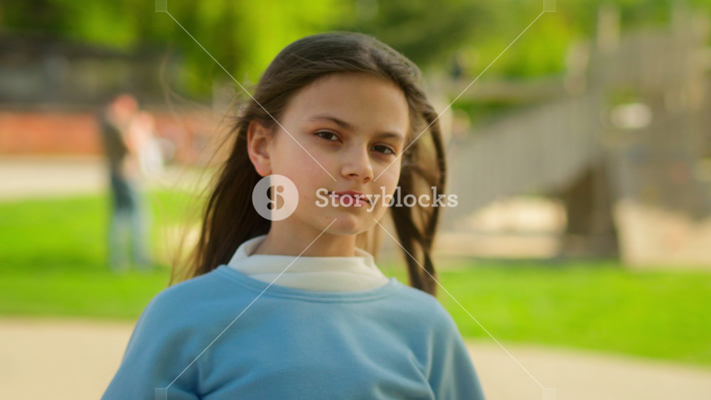 Pretty little kid outdoor portrait young girl cute happy healthy child female teen schoolgirl daughter holiday elementary school pupil