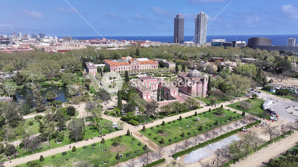 Catalonia Parliament At Barcelona In Barcelona Province Spain. Nature Park Scenery. Downtown District. Cultural Heritage Skyline. Catalonia Parliament At Barcelona Spain. Garden Scene. Spain Skyline.