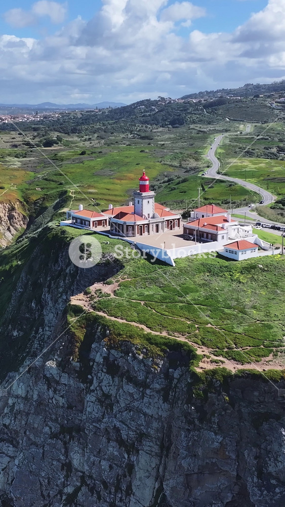 Roca Cape Lighthouse At Sintra In District Of Lisbon Portugal. Beach Skyline. Nature Landscape. Summer Travel. Roca Cape Lighthouse At Sintra In District Of Lisbon Portugal. Tropical Scenery.