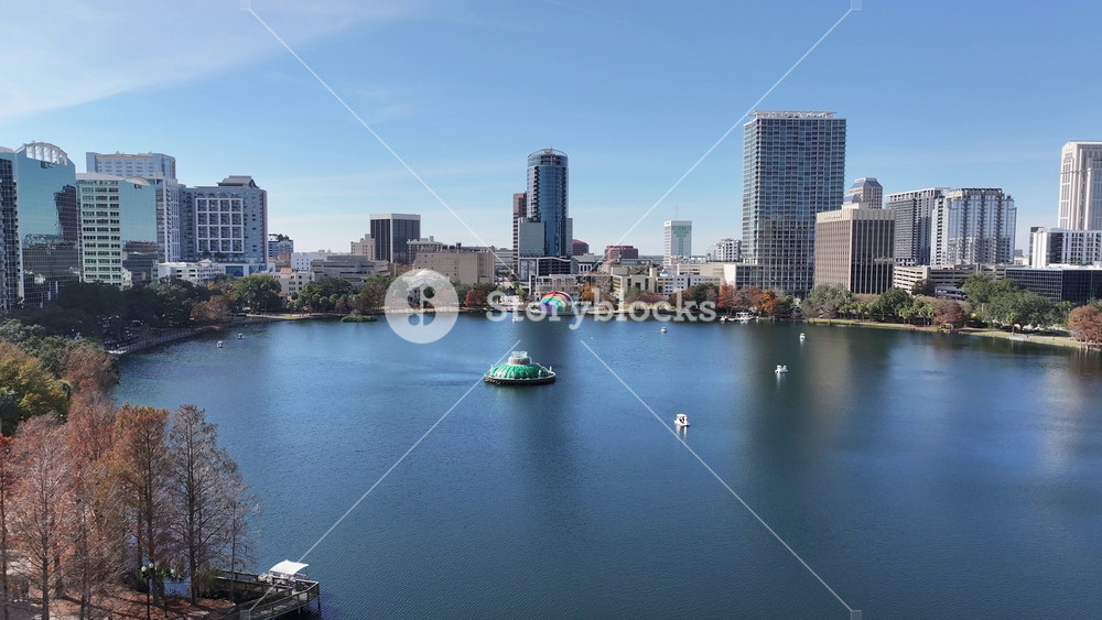 Orlando, Florida, United States - 2.12.2025 - Downtown Orlando At Orlando In Florida United States. Sunny Day. Birds Eye View Of Stunning Cityscape With Streets And Buildings.