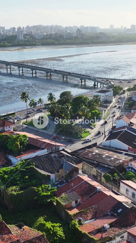 Sao Luis, Maranhao, Brazil - 1.5.2026 - Sao Luis Skyline At Sao Luis In Maranhao Brazil. Sunset Skyline. Aerial View Of A Bustling City With High-Rise Buildings And Traffic.