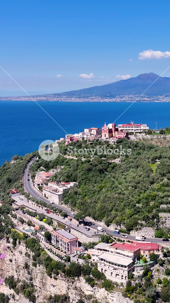 Sorrento Beach In Sorrento Naples Italy. Stunning Tropical Coastline Beach Scene Viewed From Above. Paradise Landscape Idyllic Vibrant. Paradise Coast. Sorrento Naples.