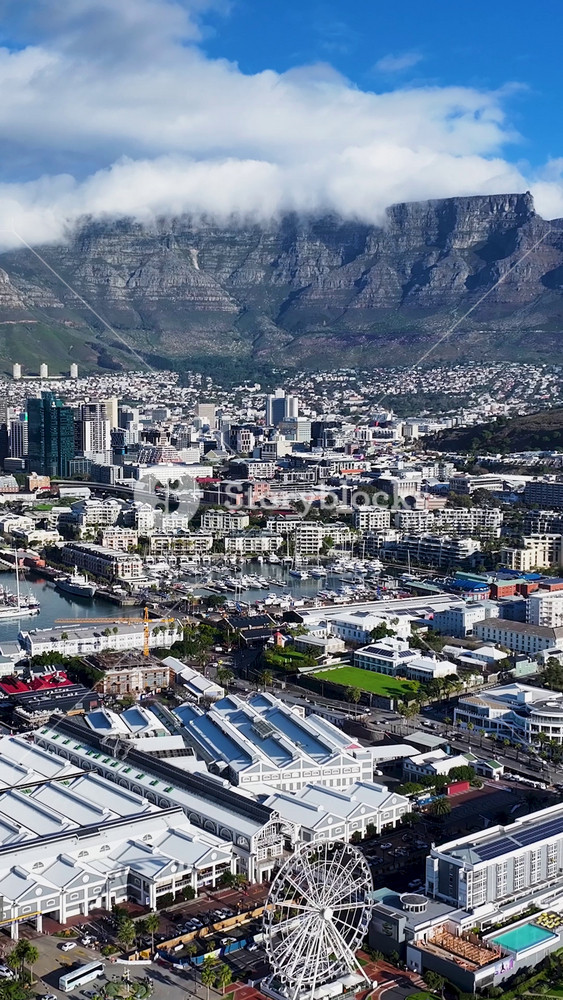 Waterfront At Cape Town In Western Cape South Africa. Table Mountain Landscape. Cityscape Scenery. Cape Town At Western Cape South Africa. Tourism Travel. Stunning Skyline.