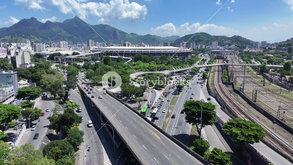 Rio De Janeiro, Brazil - 3.31.2026 - Maracana Stadium In Downtown Rio De Janeiro Brazil. Sunny Day Stunning Landscape. Soccer Stadium. Downtown District. Football Field.