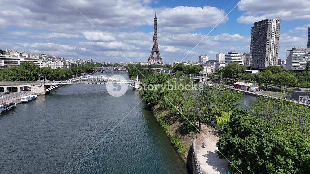 Paris, France Island, France - 5.5.2025 - Paris Skyline At Paris France Island In France. Sunny Day Stunning Landscape. Paris France