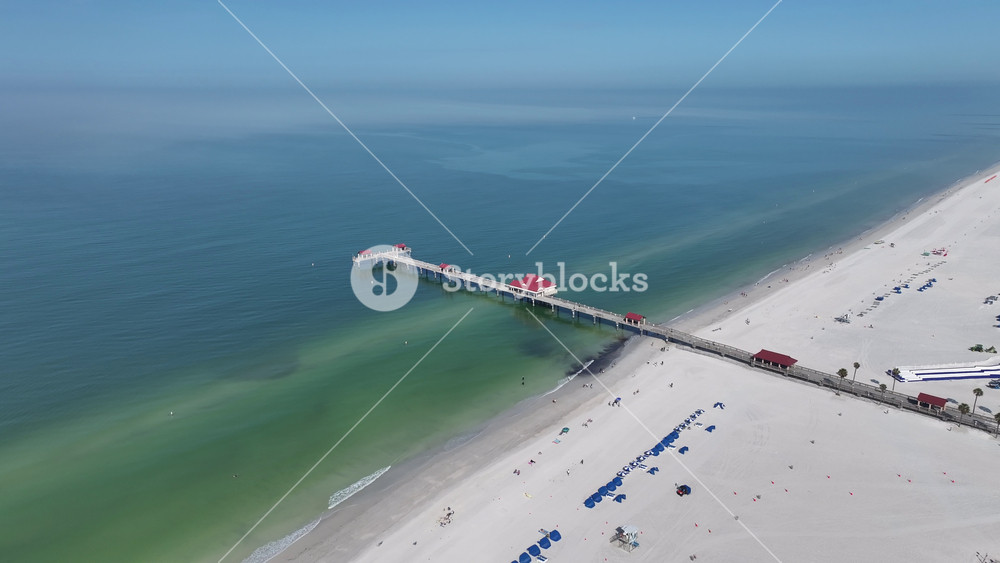 Pier 60 At Clearwater In Florida United States. Beach Landscape. Catwalk Structure. Pier 60 Clearwater Scenery. Pier 60 At Clearwater In Florida United States. Seascape Viewpoint.