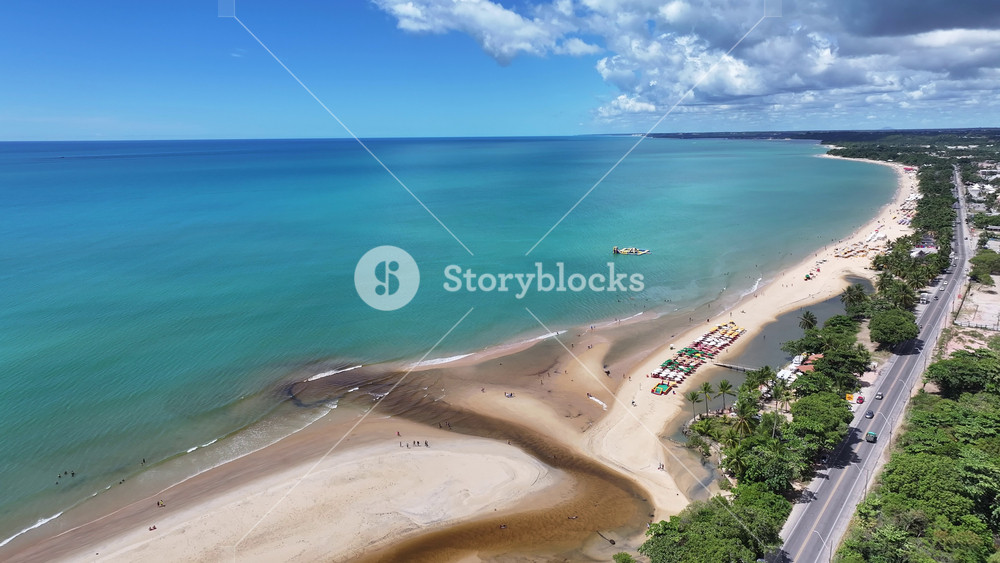 Porto Seguro Skyline In Porto Seguro Bahia Brazil. Breathtaking Aerial View Of A Lush Tropical Coastline Scenery. Seaside Beach. Tropical Skyline. Porto Seguro Bahia.
