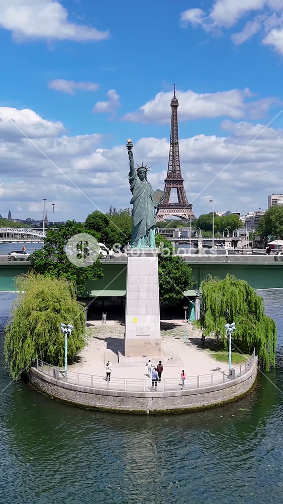 Eiffel Tower At Paris In Island Of France France. Downtown Cityscape. Seine River Skyline. Eiffel Tower At Paris In Island Of France France. Eiffel Tower. Statue Of Liberty Landmark. Paris Skyline