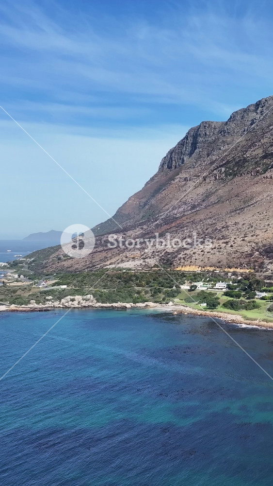 Cape Peninsula Road In Cape Town Western Cape South Africa. Aerial View Of Stunning Beach With Crystal Clear Waters. Coast Clouds Seaside Summertime. Coast Travel. Cape Town Western Cape.