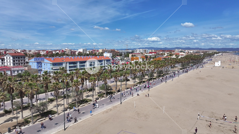 Valencia, Comunidad Valenciana, Spain - 4.12.2025 - Valencia Skyline At Valencia In Comunidad Valenciana Spain. Sunny Day Stunning Landscape. Valencia Spain