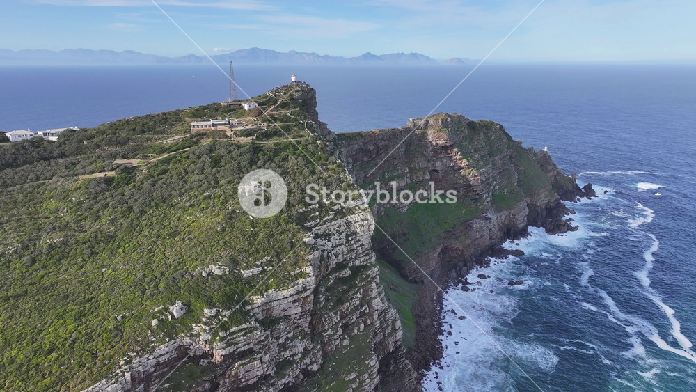 Famous Cape Point In Cape Town Western Cape South Africa. Lighthouse Standing Tall On Beach With Ocean Waves Crashing. Shore Horizon Beach Sea. Shore Beach Travel. Cape Town Western Cape.
