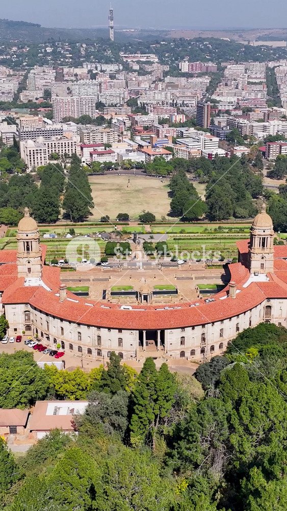Union Buildings In Pretoria Gauteng South Africa. Aerial View Of Famous Governement Building Of The Country. Infrastructure Landscape High Rise Building Stunning. Infrastructure Town.