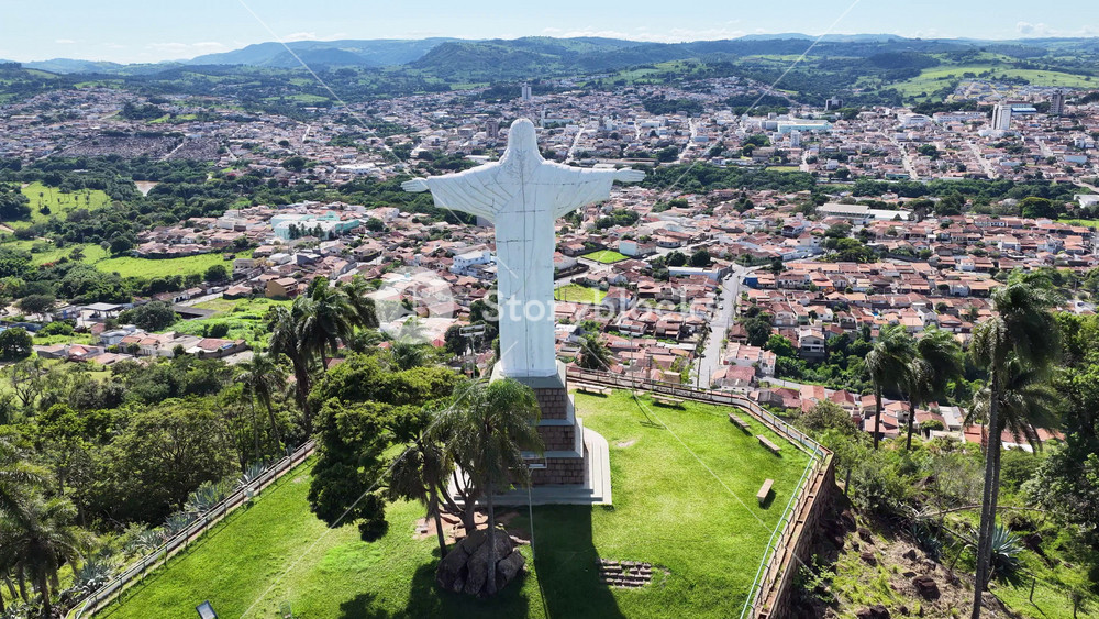 Rio Pardo, Sao Paulo, Brazil - 8.12.2026 - Christ The Redeemer At Rio Pardo In Sao Paulo Brazil. Sunny Day Rio Pardo Brazil. Touristic Attraction. Countryside City.