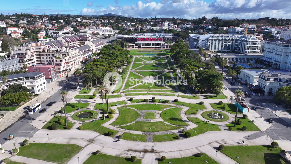 Cascais, Lisbon District, Portugal - 3.17.2025 - Estoril Casino At Cascais In Lisbon District Portugal. Sunny Day Stunning Landscape. Cascais Portugal