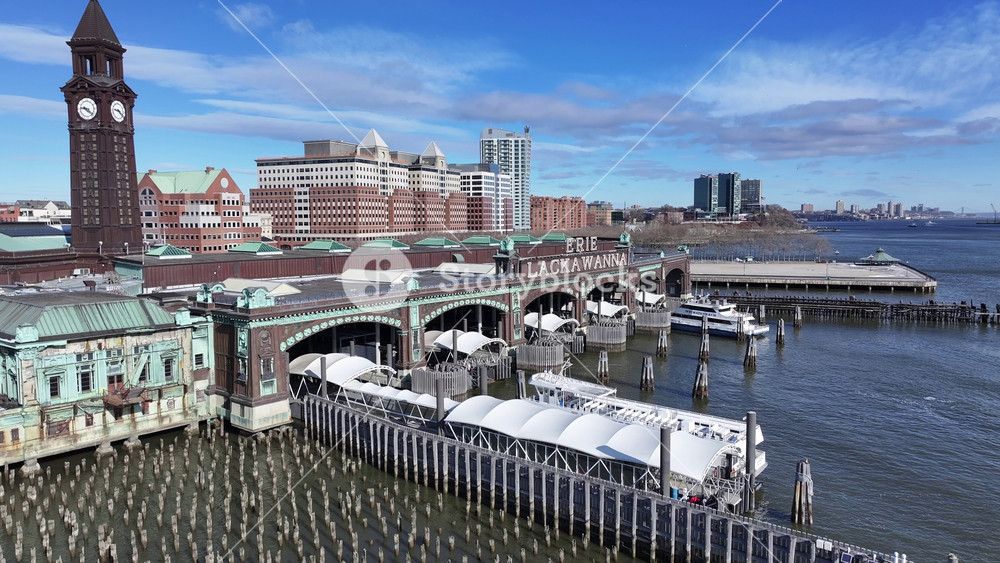 Jersey City, New Jersey, United States - 3.3.2025 - Hoboken Terminal At Jersey City In New Jersey United States. Sunny Day Stunning Landscape. Jersey City United States