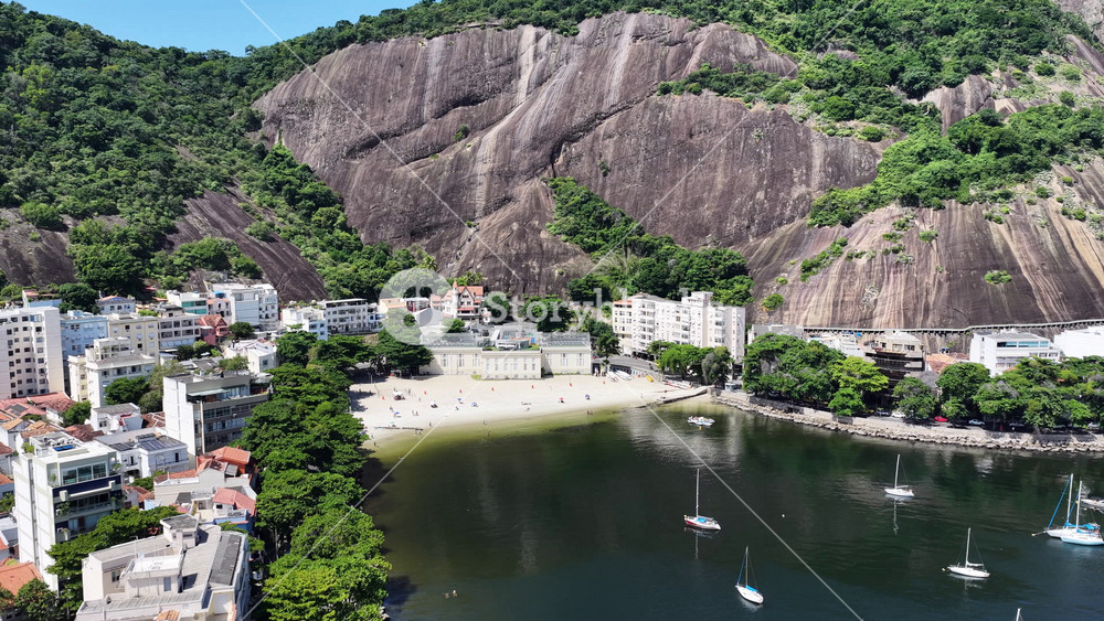 Rio De Janeiro Skyline In Urca Beach In Brazil. Beauty In Nature Scene. Downtown District. Guanabara Bay Skyline. Rio De Janeiro Skyline In Urca Beach In Brazil. Beautiful Cityscape.