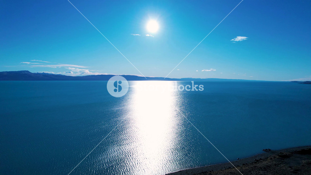 Patagonia Sunrise In El Calafate Santa Cruz Argentina. Birds Eye View Of Stunning Dark River And Forest Trees. Nature Travel Snow Covered Forest Trees. Nature Exploration Patagonia Aerial.