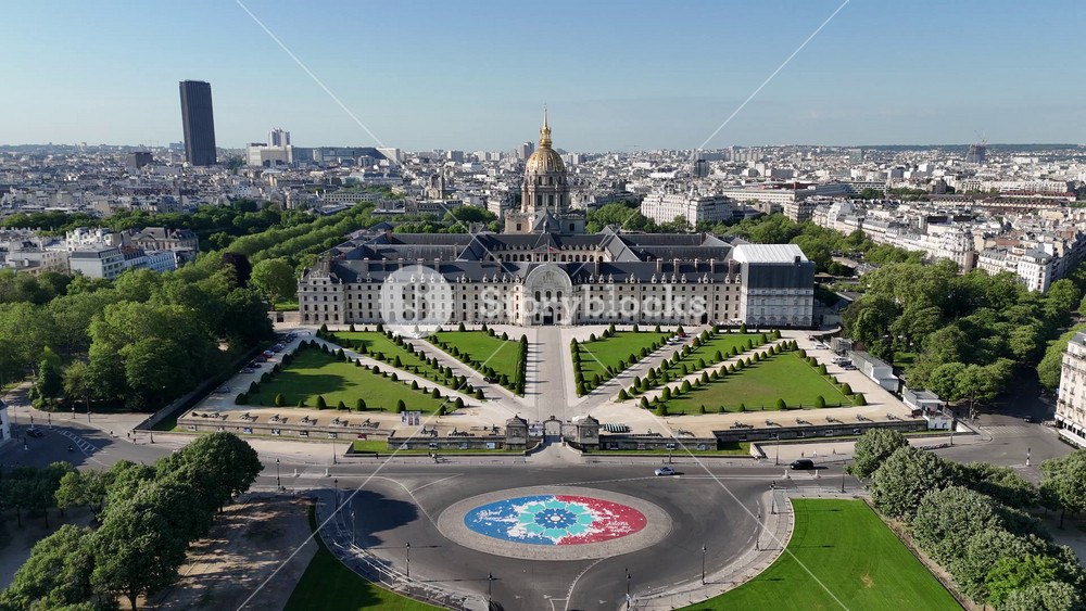 Paris, France - 8.13.2026 - Des Invalides Museum At Paris In Ile De France France. Aerial View Of Landmark Medieval Building In Downtown Scene. District Skyline. Downtown Cityscape.