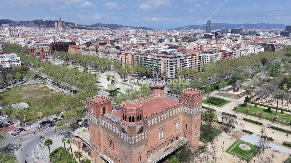 Barcelona Skyline At Barcelona In Catalonia Spain. Cityscape Scenery. Downtown City. Barcelona At Catalonia Spain. Cultural Heritage Skyline. Beautiful Metropolis.