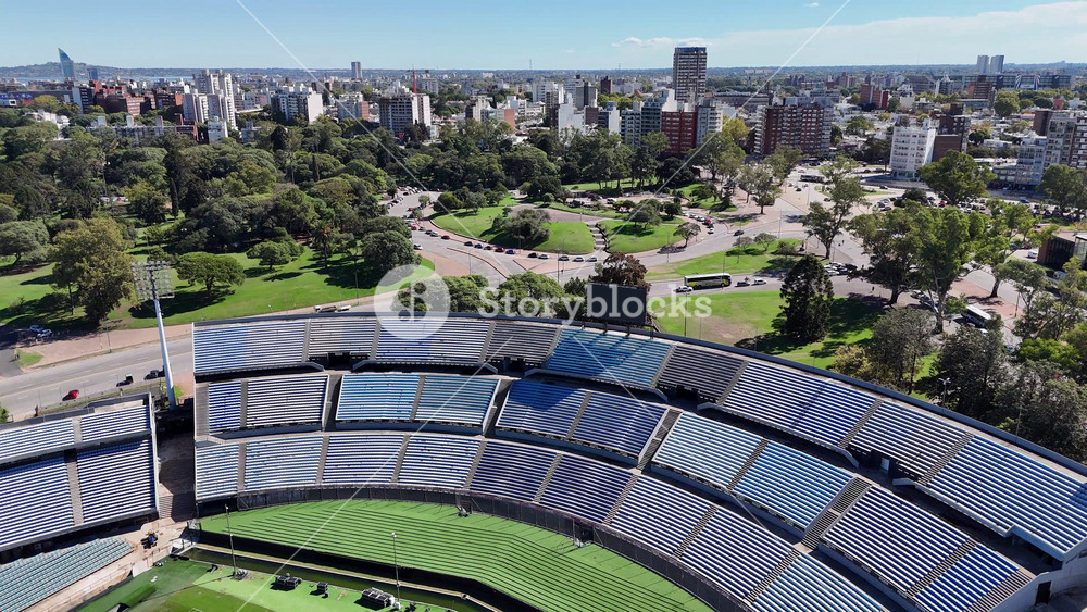 Centenario Stadium In Montevideo In Uruguay. Soccer Stadium. Downtown District. Football Field. Centenario Stadium In Montevideo In Uruguay. Sports Arena. Football Stadium.