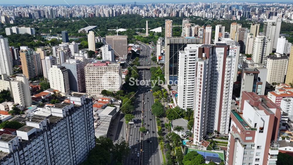 23Rd Avenue In Sao Paulo Brazil. Aerial View Of A High-Rise Buildings And Traffic Showcasing Urban Life. Cities Of The World Landscape. Landmark Town. Sao Paulo Brazil.