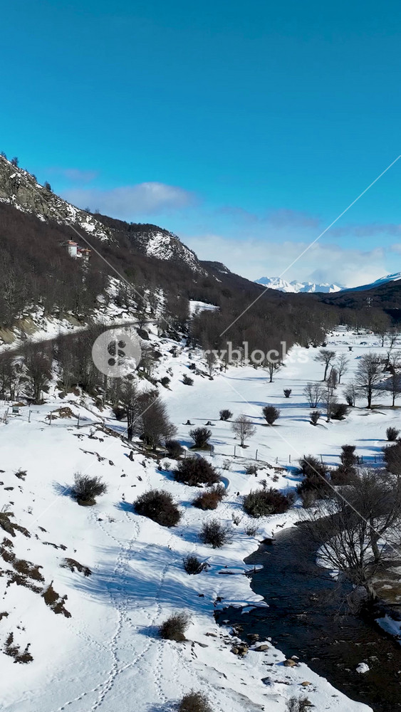 National Park In Ushuaia End Of The World Argentina. Breathtaking Landscape Of Forest Trees In The Rural Scene. Snowy Tourism Patagonia Landscape Exploring. Patagonia Landscape Lagoon Outdoor.