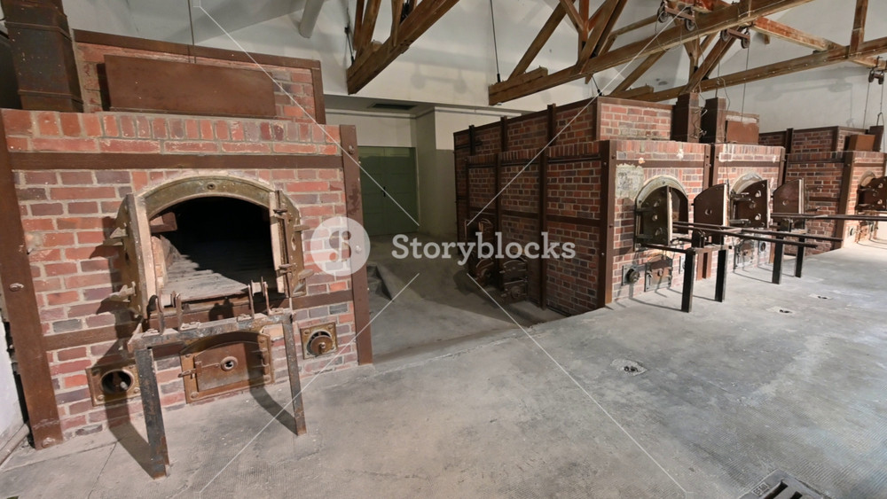 Dachau, germany, december 27, 2025. Historic brick ovens of the crematorium in the concentration camp. A grim reminder of the holocaust and nazi atrocities
