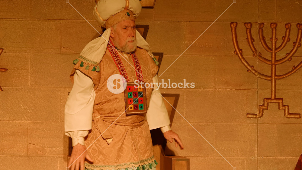 The Sanhedrin trial of Jesus at the high priest's palace during a representation of the ‘Via Crucis’ (Way of the Cross) on March 29, 2024 in Antignano, Italy