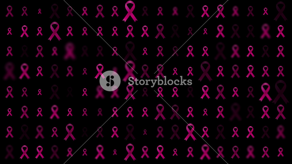 Breast cancer awareness month. Pink ribbon tapes pattern. Women healthcare abstract motion background. Seamless looping. Video animation Ultra HD 4K 3840x2160