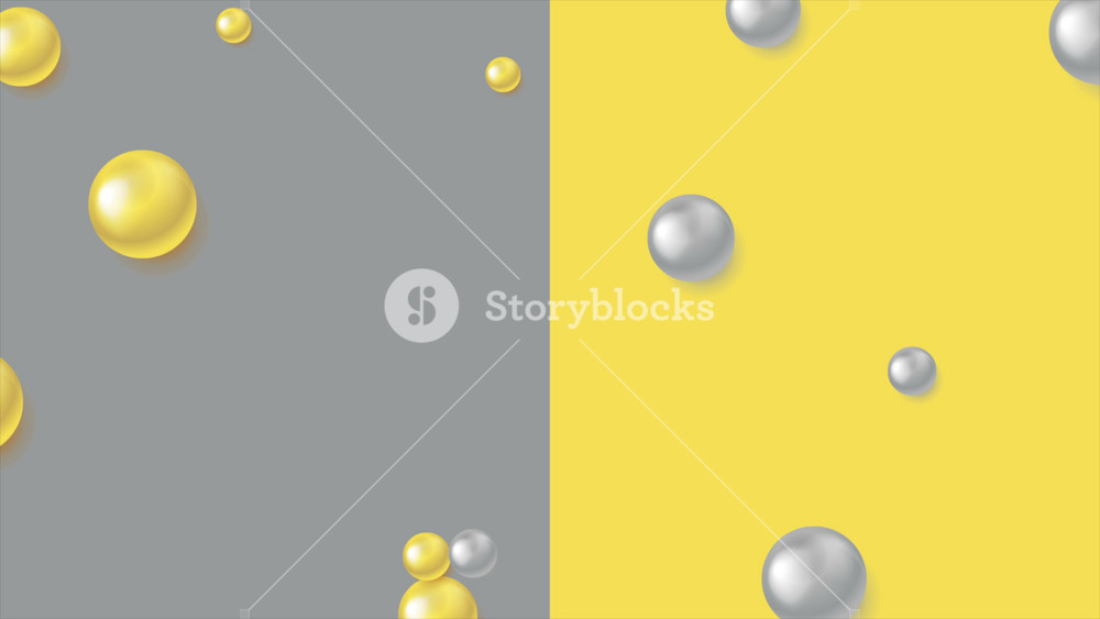 Contrast gray and yellow glossy beads abstract background. Trendy colors of the 2021 year motion design. Seamless looping. Video animation Ultra HD 4K 3840x2160