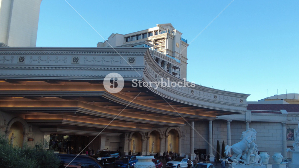 caesars palaca las vegas hotel resort casino main entrance grand panning shot united states of america building amusement entertainment usa