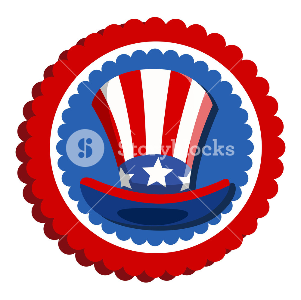 4th Of July Uncle Sam Hat Badge Royalty-Free Stock Image - Storyblocks