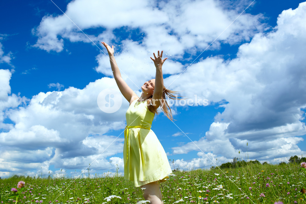 Happy girl in yellow dress Royalty-Free Stock Photo SBI-300939105 ...