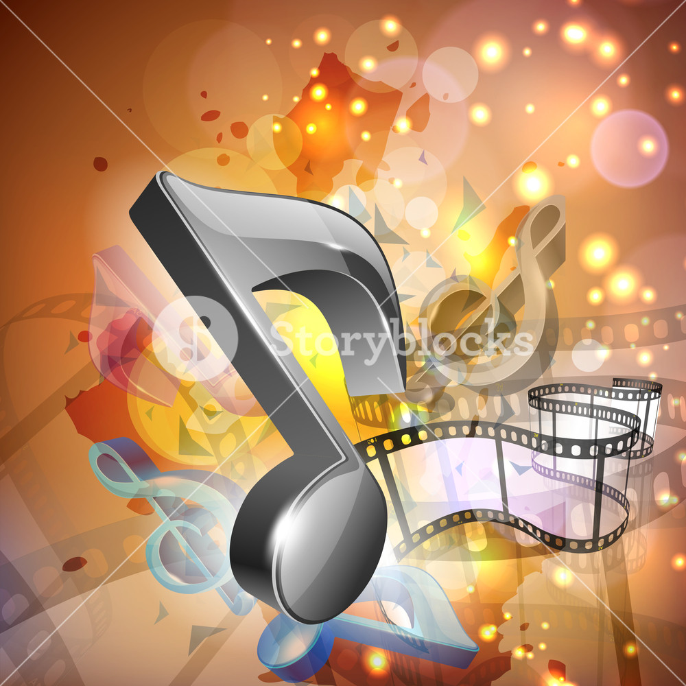 Abstract Musical party concept on shiny background with music notes and ...