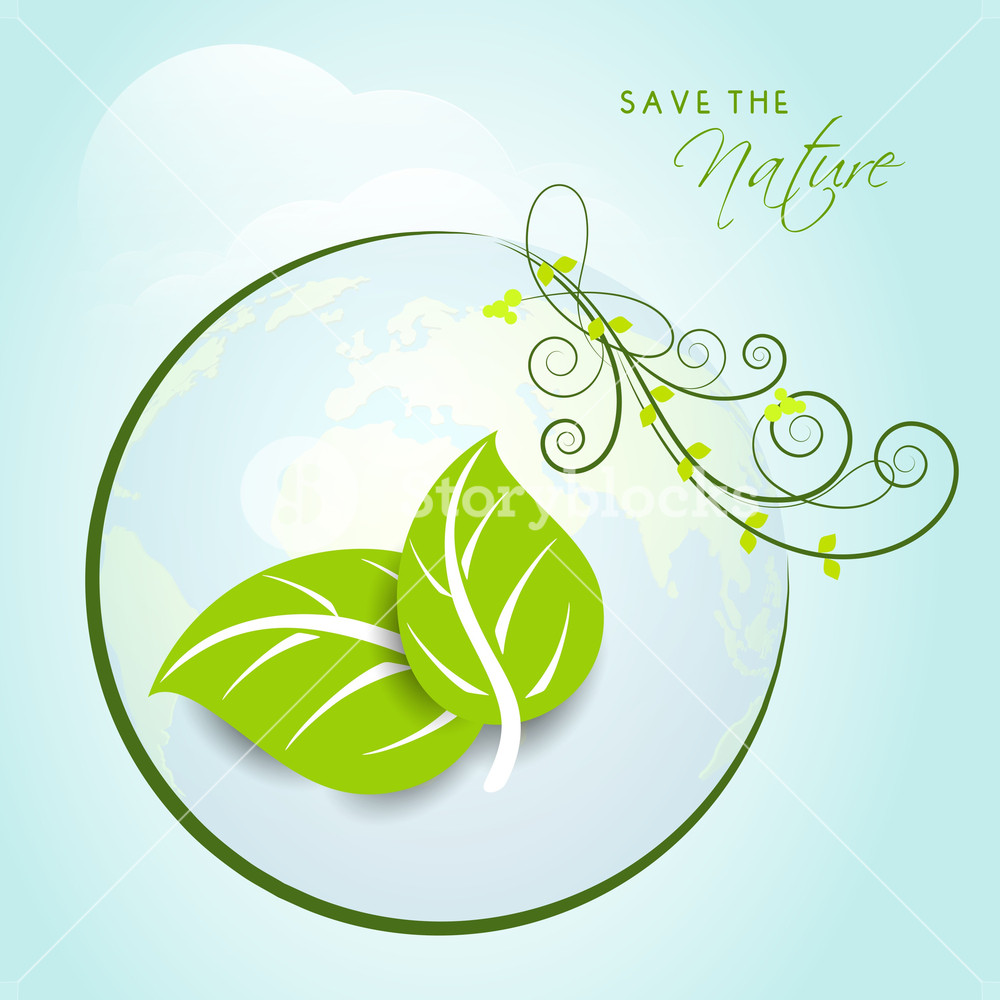 Abstract Nature Background With Green Leaves On Globe. Royalty-Free ...