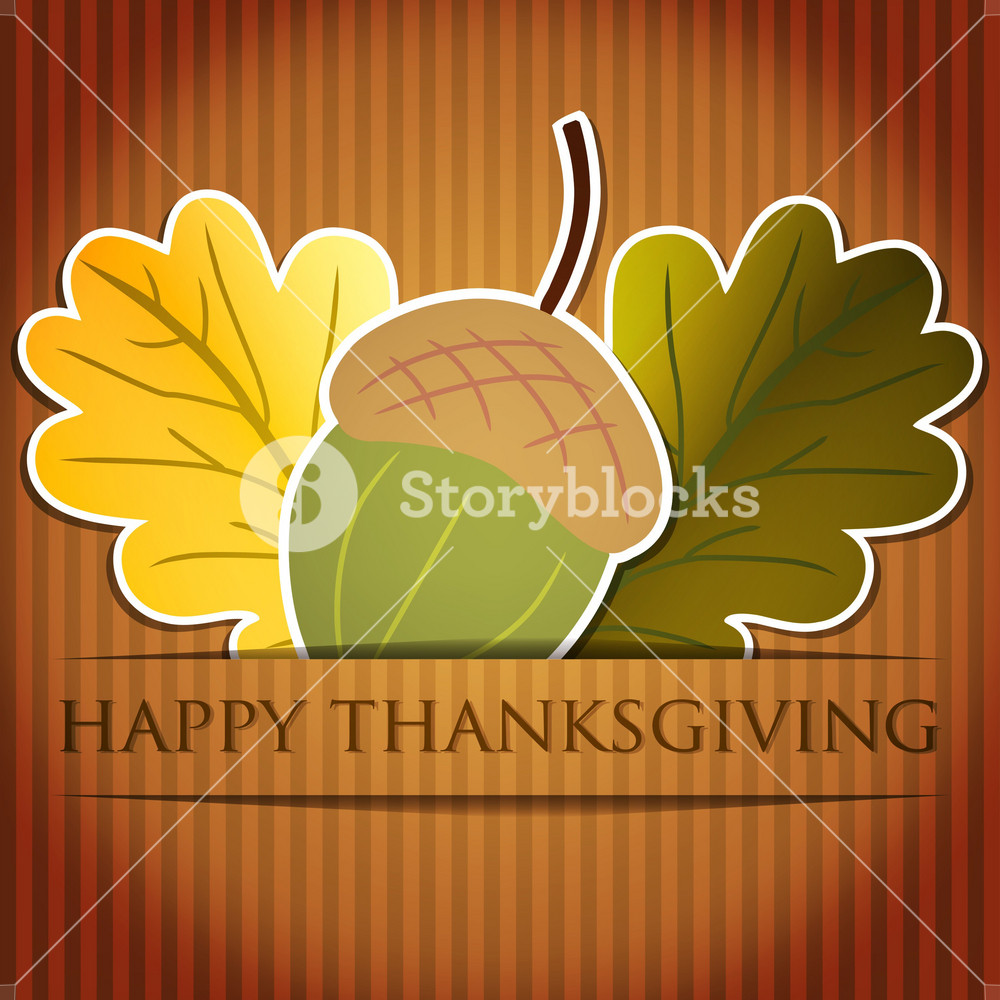 Acorn And Leaf Thanksgiving Card In Vector Format. Royalty-Free Stock ...