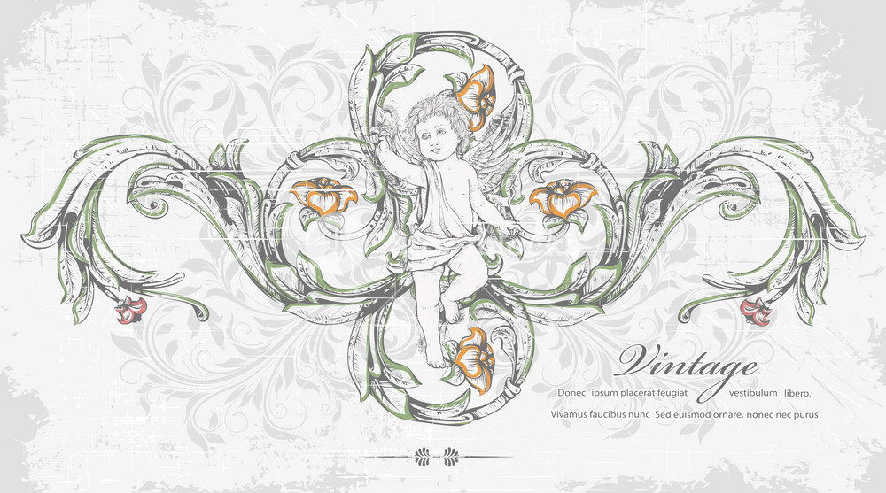 Angel With Floral Vector Illustration Royalty-Free Stock Vector SBI ...