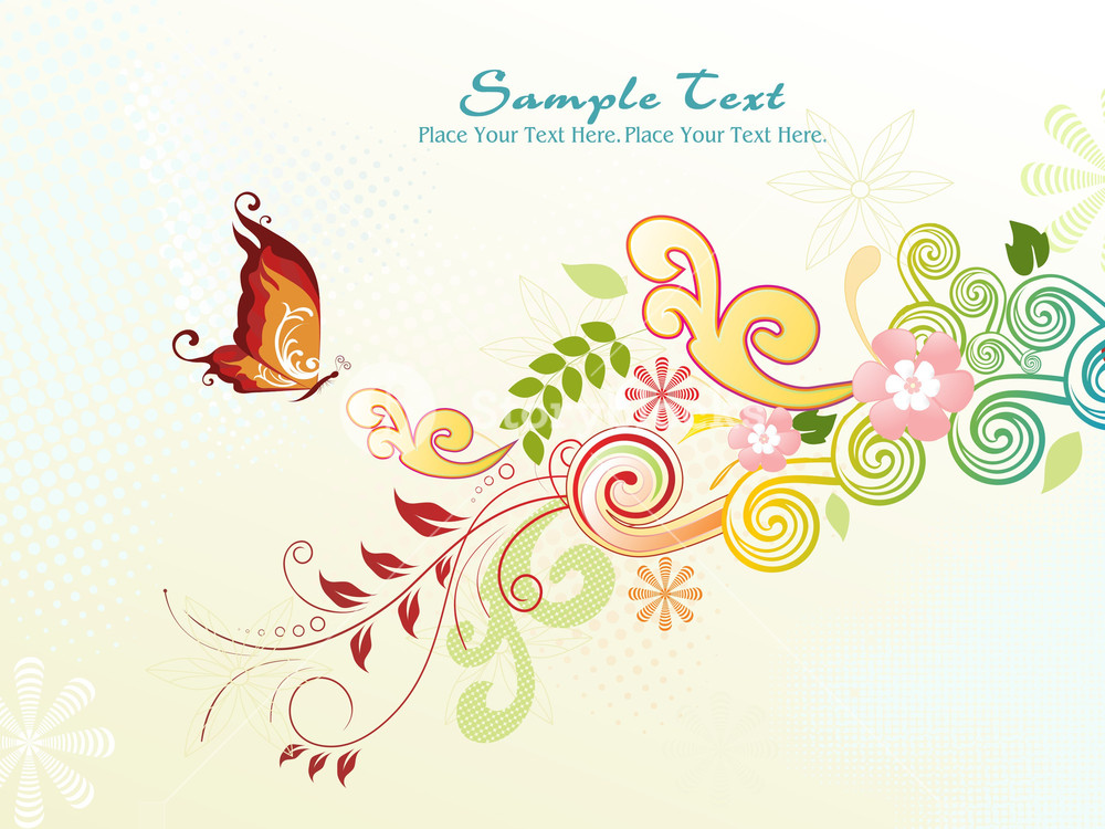 Background With Floral And Butterfly Royalty-Free Stock Vector SBI ...